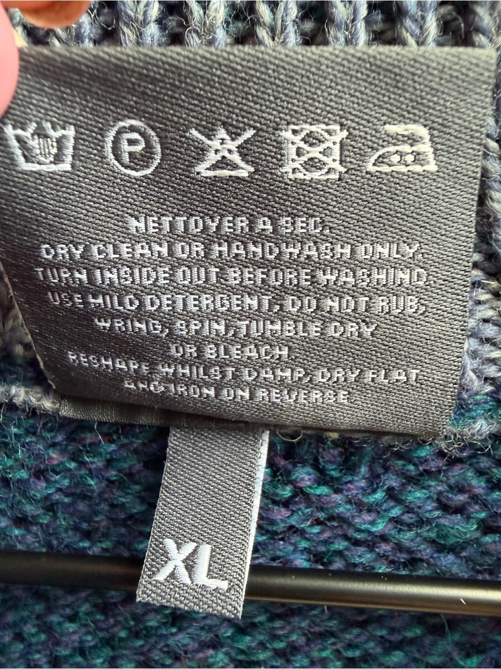 Aran Sweater Market 100% Merino Wool Zip Up Sweater Teal Blue Size XL - Picture 5 of 9